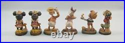 Lot of 6 Anri Carved Wood WALT DISNEY CHARACTER Figurines
