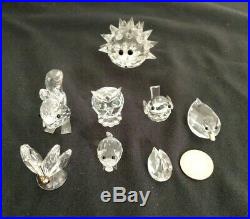 Lot of 8 Swarovski Crystal Animal Figurines Squirrel, Owl, Pig, Bird, Butterfly