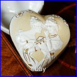 Lovely Heart Porcelain Box Decor Hand-Paint By Scheibe-Alsbach 1925-1972 Germany