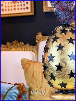 Luxury Carved and Gilded Custom Decorative Finial With Gilded Egg and Faux Coral