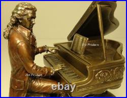 MOZART Playing Piano Sculpture Statue Rich Antique Bronze Color