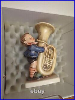 M. I. Hummel #437 Goebel Germany The Tuba Player Figure Box Signed Vtg Rare 61983