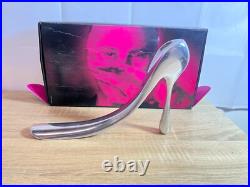 Manolo Blahnik Sculptural Shoe horn Display Piece Metal Heel Art, Original Box