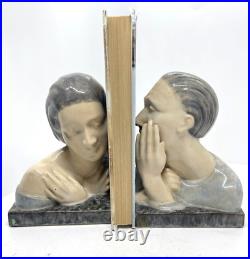 Marcel Guillard L Sevin Editions Etling Paris Man Whisper to Woman Statues AS IS
