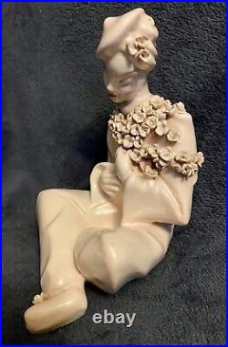 Maria H Rahmer (1911-1998) Art Deco Figurine Woman Adorned WithFlowers Signed 6.5