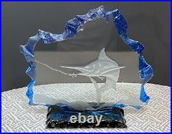Marlin Swordfish Crystal Sculpture Art glass Signed C Todd Bradley