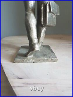 Metal figurine of a Soviet engineer with a child by CHEBATAREV USSR
