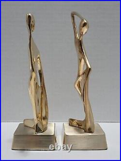 Mid Century Modern Abstract Solid Brass Man and Woman Figurine Circa 1950s