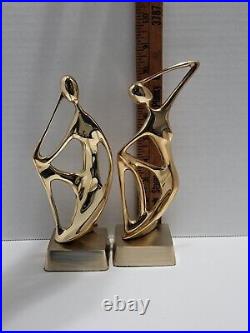 Mid Century Modern Abstract Solid Brass Man and Woman Figurine Circa 1950s