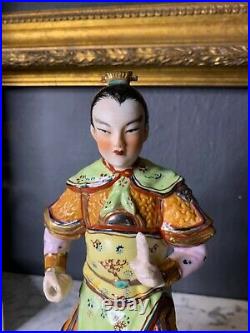 Mid Century Porcelain hand painted multicolor Chinese Figurines of Immortals