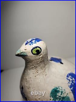 Mid Century Rosenthal Netter Blue & Green Quail Bird & Baby Pair Bitossi Italy