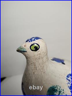 Mid Century Rosenthal Netter Blue & Green Quail Bird & Baby Pair Bitossi Italy