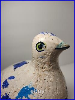Mid Century Rosenthal Netter Blue & Green Quail Bird & Baby Pair Bitossi Italy