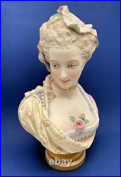 Monumental 16 1/4 Vion & Baury French Bisque Porcelain Elegant Lady Bust c1875