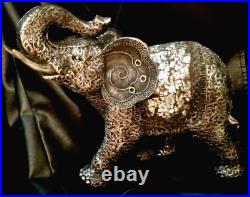 Mosaic Glass Cut India style Elephant 10x4x10, 2 lb Hollow Wood Statue Beautiful