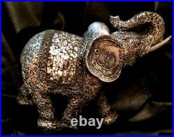 Mosaic Glass Cut India style Elephant 10x4x10, 2 lb Hollow Wood Statue Beautiful