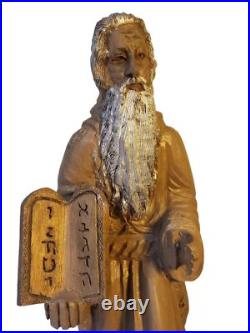 Moshe rabayno. Moses statue 16x6Vintage Wood craved