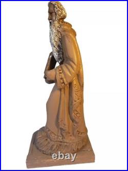 Moshe rabayno. Moses statue 16x6Vintage Wood craved