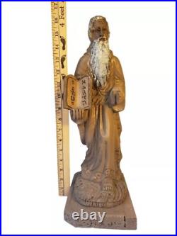 Moshe rabayno. Moses statue 16x6Vintage Wood craved