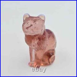 Mosser Glass Pink Cranberry Ice Sitting Cat Figure