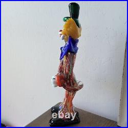 Murano Glass Clown Figurine With Accordion 15 Inches Tall Clown