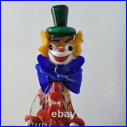 Murano Glass Clown Figurine With Accordion 15 Inches Tall Clown