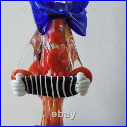 Murano Glass Clown Figurine With Accordion 15 Inches Tall Clown