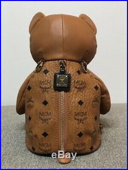 NEW FULL SET MCM Cognac Zoo Teddy Bear Backpack & Bag Swarovski Crystal Eyes