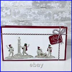 NEW LENOX Mistletoe Park Series 4in Snow Day Set #870672