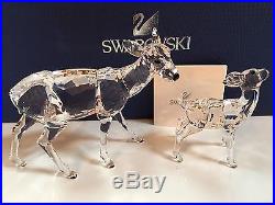 NIB $405 Swarovski Figurine DOE & FAWN Deer Pair Clear RETIRED 2012 #5001052