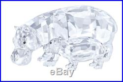 NIB $449 Swarovski Crystal Figurine Hippo Mother with Baby Clear Crystal 5135920