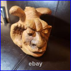 N. Weisman Carved Wood Dragon Devil Folk Art