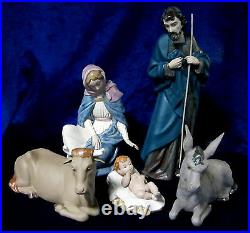 Nao By Lladro Gres Nativity Set Bnib Christmas Jesus, Mary, Joseph, Calf, Donkey