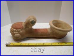 Native North or Central American Style Large Ornate Face Clay Pipe Maya Inca