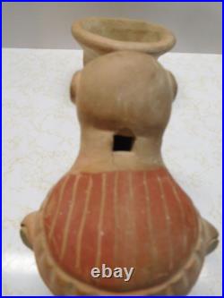 Native North or Central American Style Large Ornate Face Clay Pipe Maya Inca