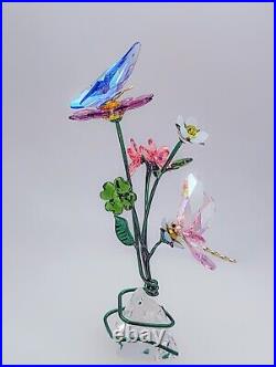 New 100% SWAROVSKI Idyllia Butterfly Dragonfly and Flowers Figurine 5669353