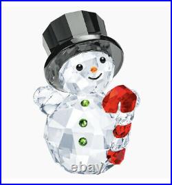 New In Box Swarovski SNOWMAN With Candy Cane Christmas Figurine #5464886