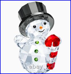 New In Box Swarovski Snowman with Candy Cane Christmas #5464886