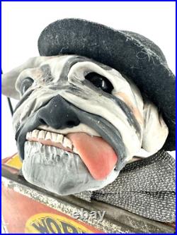 ORIGINAL SIGNED ARTIST Melissa Menzer DOG / bulldog Multimedia Sculpture 17.5x8