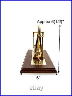Oil Pump Model Brass on Wooden Base Vintage Replica Oil & Gas Collector Decor