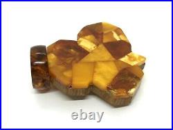 Old Amber Figurine LITHUANIA MAP Baltic Egg Yolk Butterscotch Unique Vintage5950