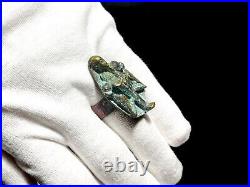 Old Vintage Handmade Egyptian ring in form of God Ptah and God Horus