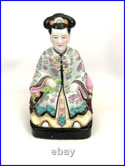 Oriental Empress Sculpture Large Porcelain Hand Painted Statue millennial Decor