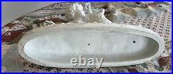 Original Antique White porcelain Little Boy with Dog, 1900's Signed