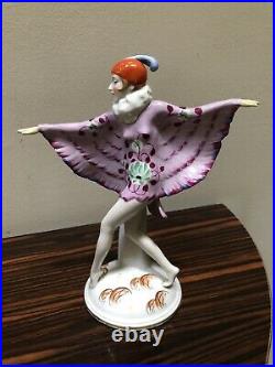Original Art Deco Katzhutte Hertwig Batgirl Figurine Hand Painted
