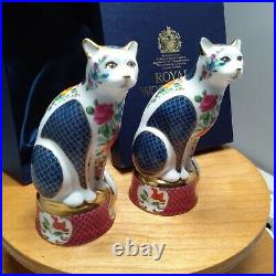 PAIR Royal Worcester Porcelain Giles the Cat Candle Snuffer Orig Box SHIPS FREE