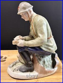 PROPAGATION PORCELAIN figurine BORDER GUARD with DOG USSR 1930s GORODNITSYA
