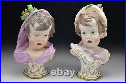Pair Of 18th Century Ludwigsburg Porcelain Children Busts 18th Century