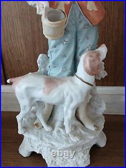 Pair Vintage Carl Schneider French Couple With Deer & Dog Statuettes