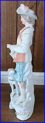 Pair Vintage Carl Schneider French Couple With Deer & Dog Statuettes